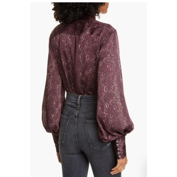 Equipment Helaine Snake-print Satin Blouse in Merlot Red - Picture 9 of 11